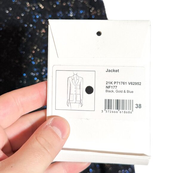 Chanel FW 2021 Black Fantasy Tweed Blue Metallic Long Jacket - Picture 12 of 14